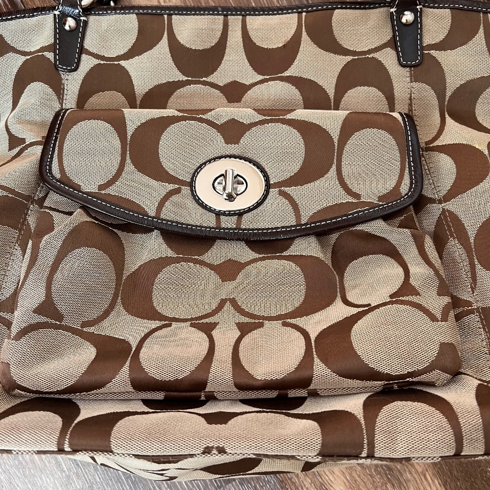 Coach Signature Leah Tote Large - Brown/Tan F14658 - Picture 3 of 12